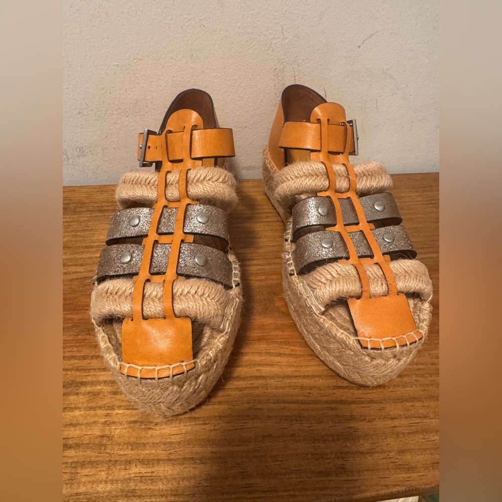Tory Burch Fisherman flatform Espadrille Size 5.5